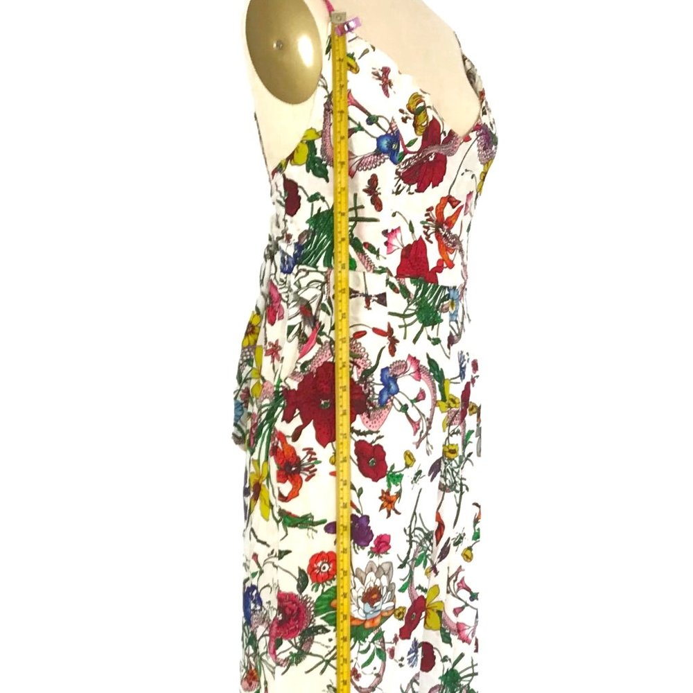 printed silk crepe jumpsuit white with flowers